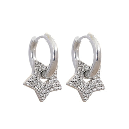 Star Drop Hoop Earrings