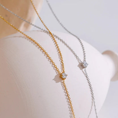 Long Drop Necklace with Cubic Zirconia
