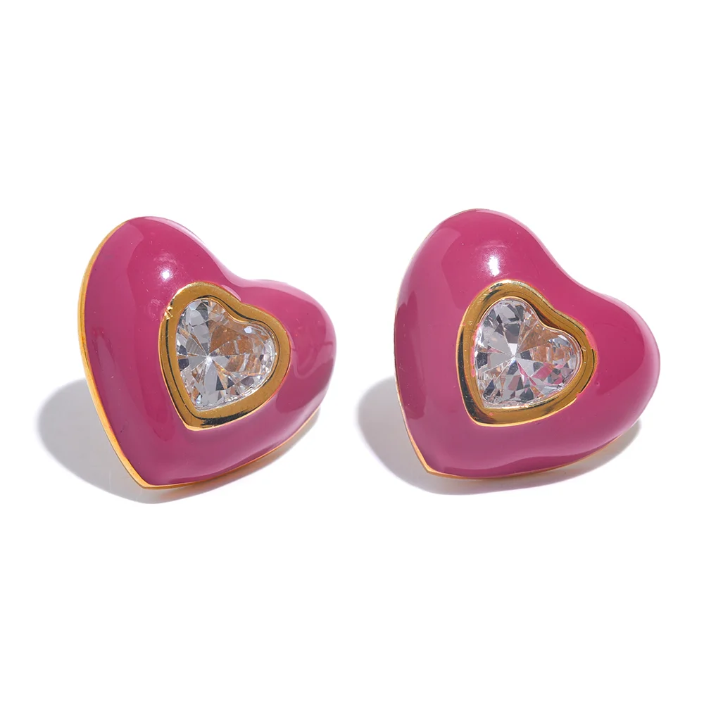 Colorful Heart Stud Earrings
