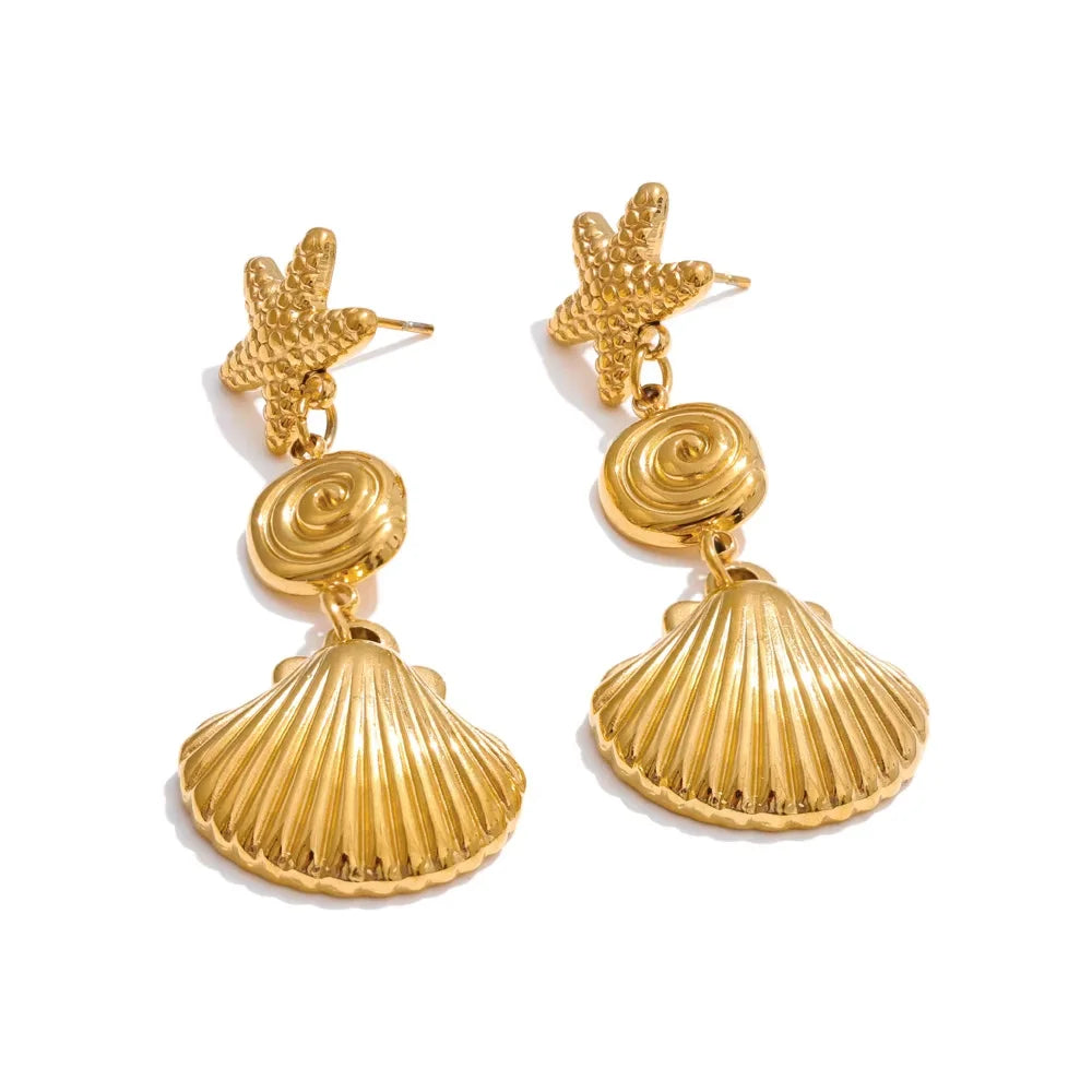 Starfish & Shell Dangle Earrings