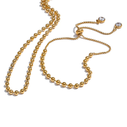 Beaded Chain Necklace & Bracelet Set
