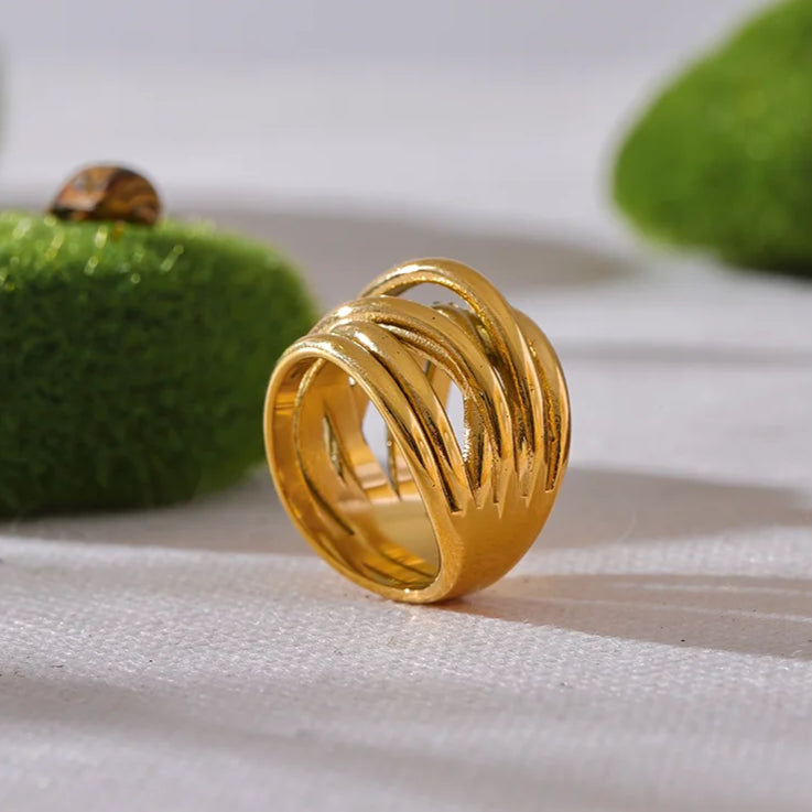 Bold Wide Geometric Ring