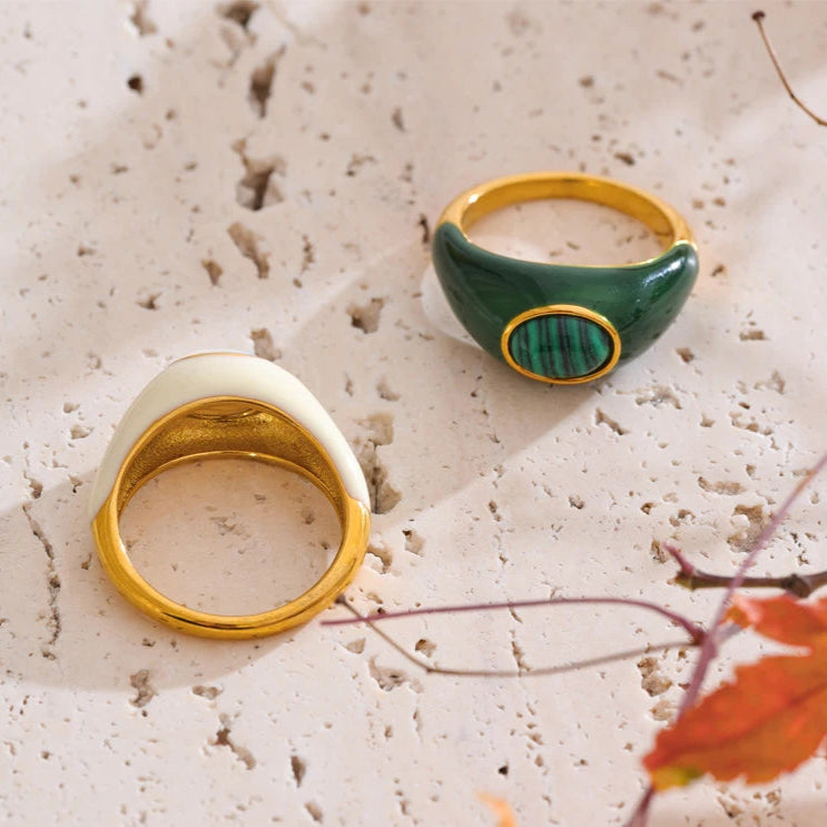 Ring with White Enamel