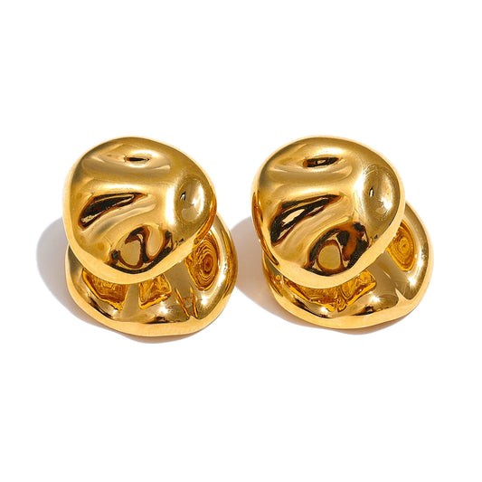 Statement Hammered Geometric Stud Earrings