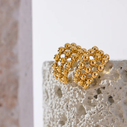 Beaded Layered C-Shape Huggie Earrings