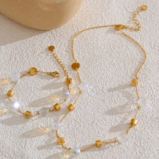Crystal Chain Necklace & Bracelet Set