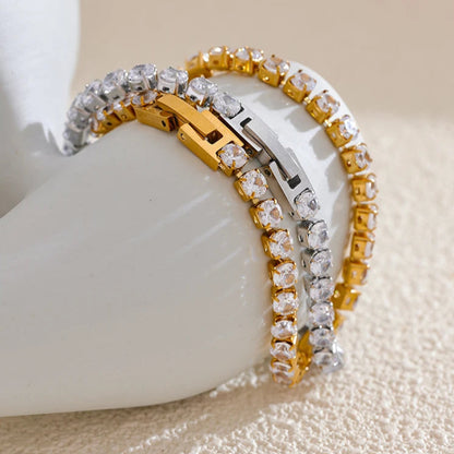 Shiny Cubic Zirconia Chain Bracelet