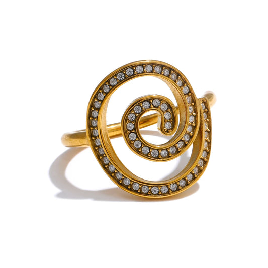 Adjustable Geometric Ring with Cubic Zirconia
