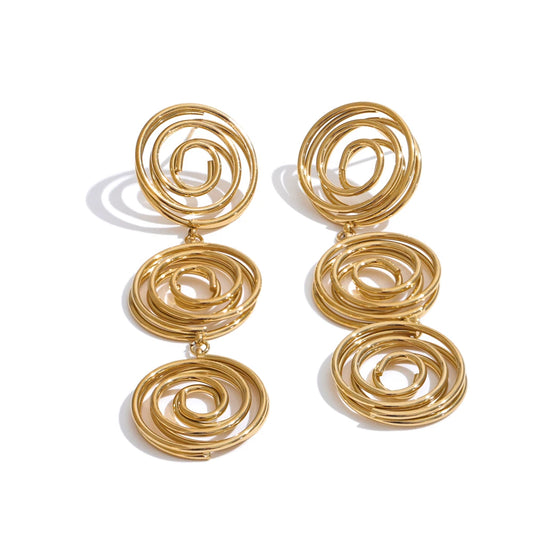 Hollow Round Long Drop Earrings