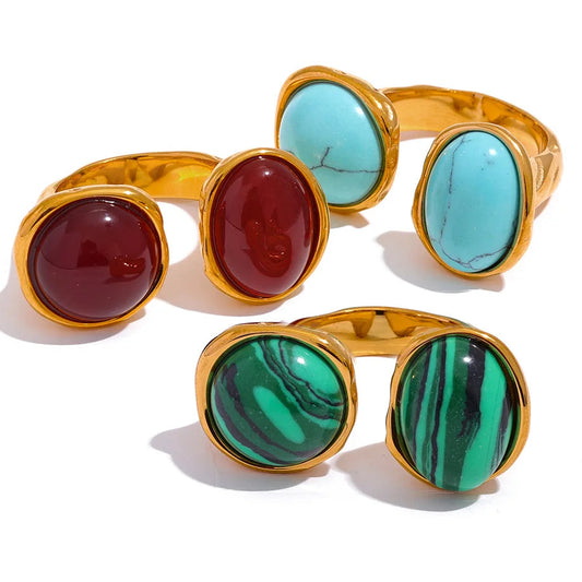 Vintage Geometric Stone Statement Ring