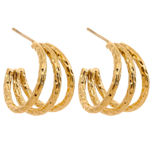 Geometric C-Shaped Hollow Hoop Earrings