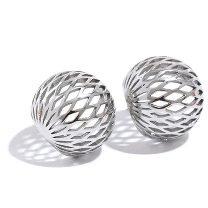 Geometric Hollow Round Stud Earrings
