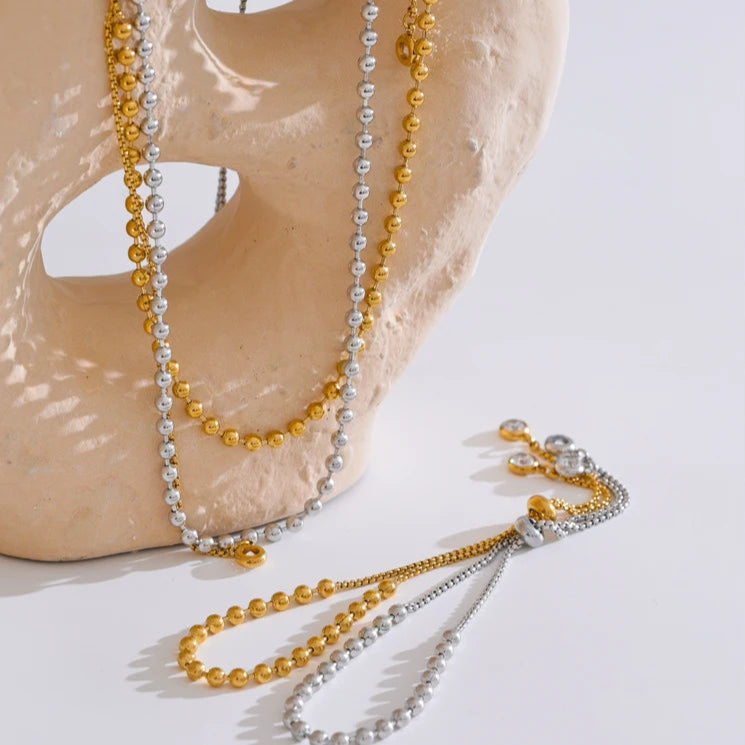 Beaded Chain Necklace & Bracelet Set