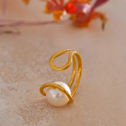 Simulated Pearl Open Ring