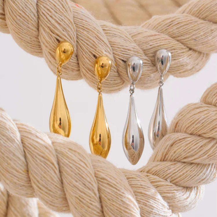 Polished Water Drop Statement Earrings