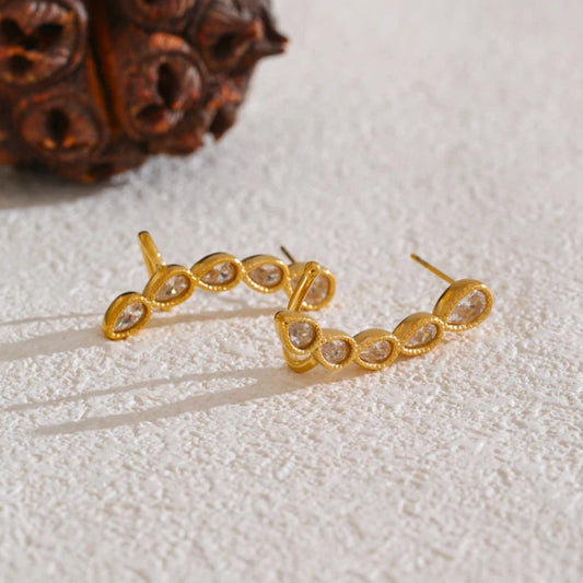 Geometric Cubic Zirconia Stud Earrings