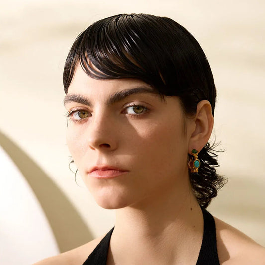 Aria Vintage Stone Hoop Earrings
