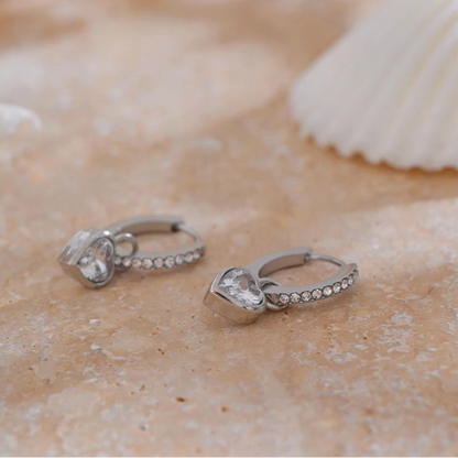 Amora Heart CZ Drop Earrings
