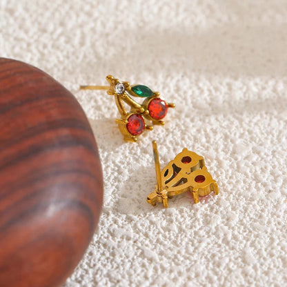 Red Cubic Zirconia Cherry Stud Earrings