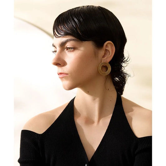 Hollow Round Stud Earrings