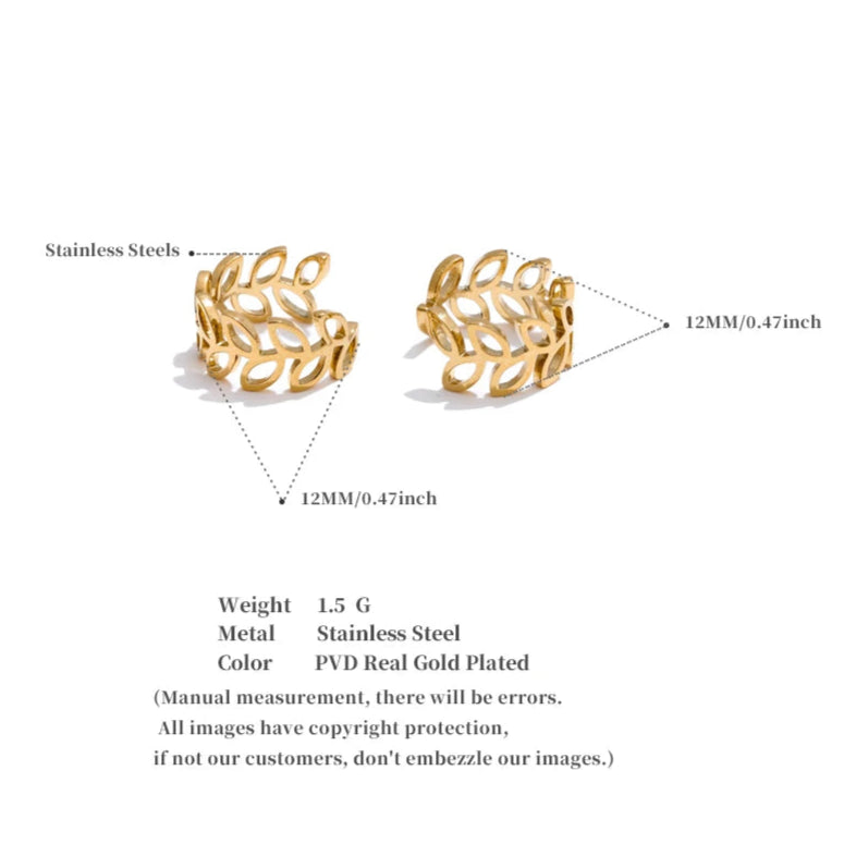 Hollow Leaf Ear Cuff Earrings