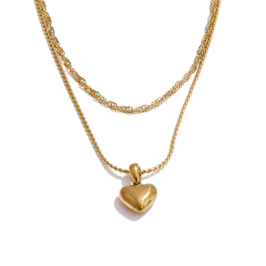 Double-Layer Heart Drop Necklace