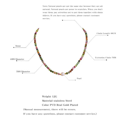 Multicolor Tourmaline & Pearl Beaded Necklace