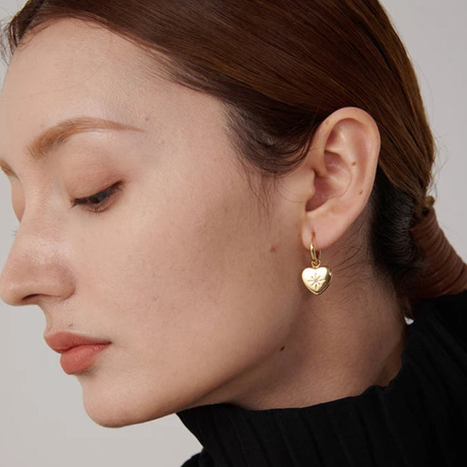 Heart Huggie Hoop Earrings