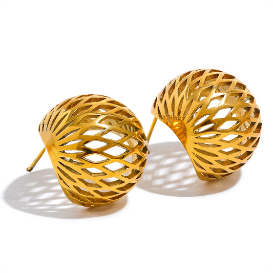 Geometric Hollow Round Stud Earrings