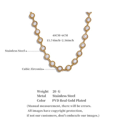 Cubic Zirconia Round Chain Necklace