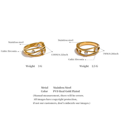 Geometric Hollow Ring with Cubic Zirconia