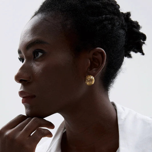 Geometric Hollow Round Stud Earrings