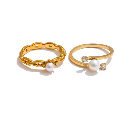 Natural Pearl & Zircon Ring