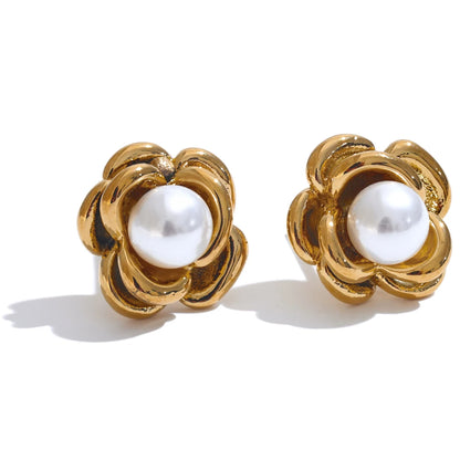 Pearl Flower Stud Earrings