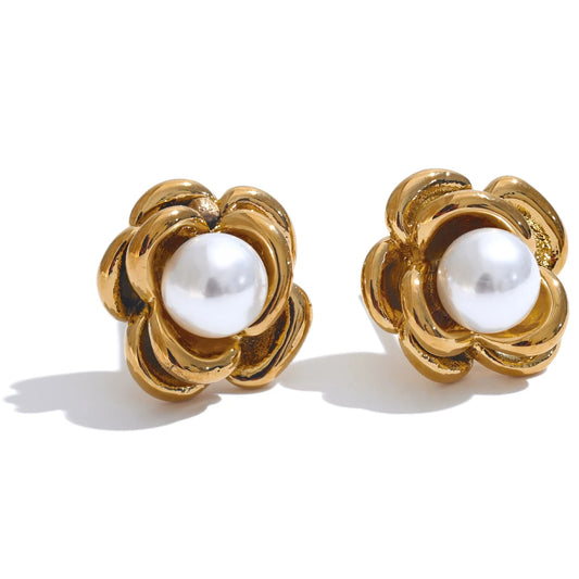 Pearl Flower Stud Earrings