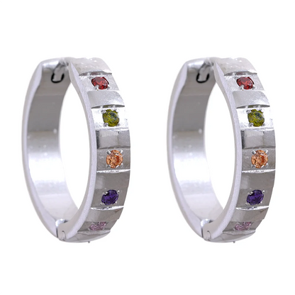 Colorful Zirconia Hoop Earrings