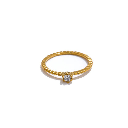 Elegant Thin Gold Cubic Zirconia Ring