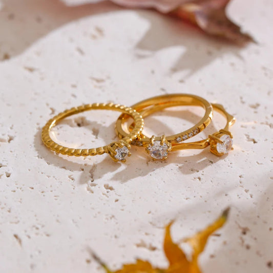 Elegant Thin Gold Cubic Zirconia Ring