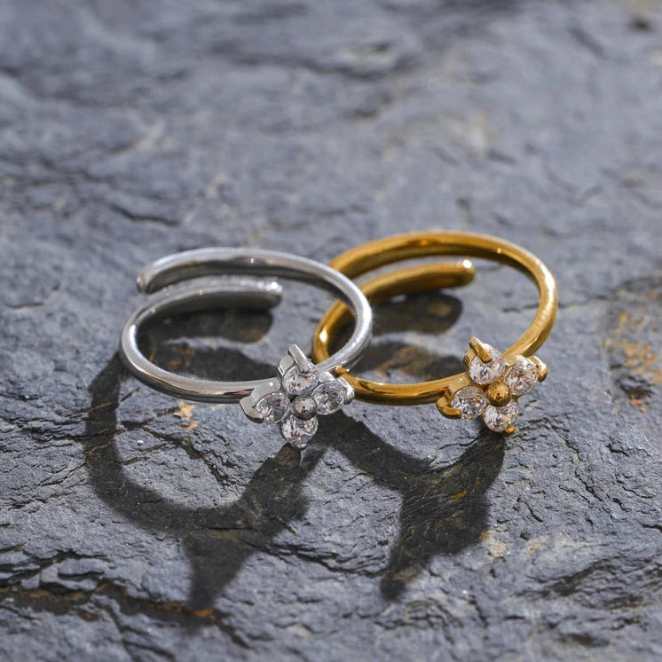 Flower Ring with Cubic Zirconia