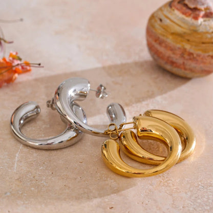 C-Shape Hoop Earrings