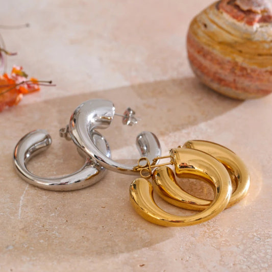 C-Shape Hoop Earrings