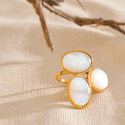 Shell Flower Adjustable Ring