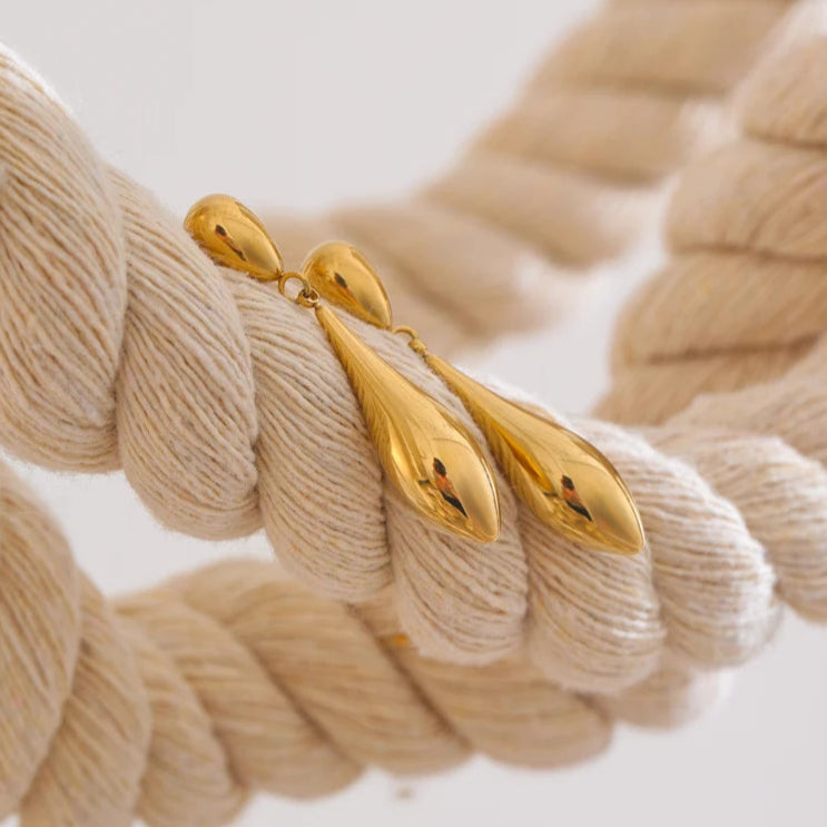 Polished Water Drop Statement Earrings