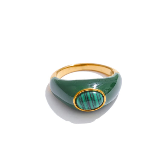 Ring with White Enamel