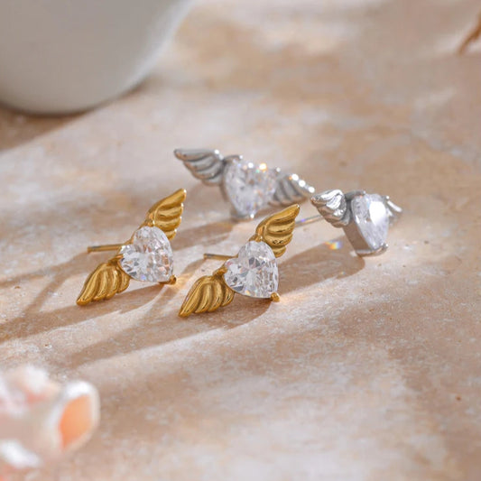 Cubic Zirconia Wing Stud Earrings