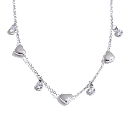 Romantic Zirconia Heart Drop Necklace