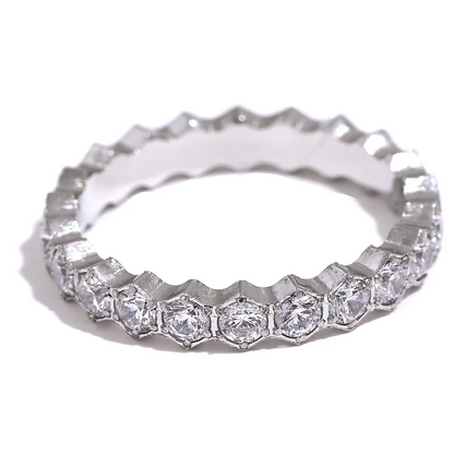 White Cubic Zirconia Thin Ring