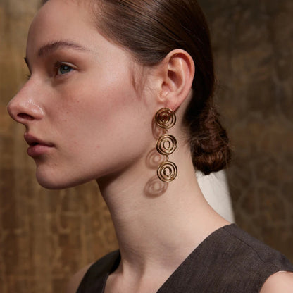 Hollow Round Long Drop Earrings