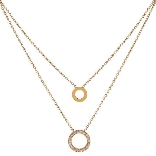 Layered Round Hollow Chain Choker Necklace
