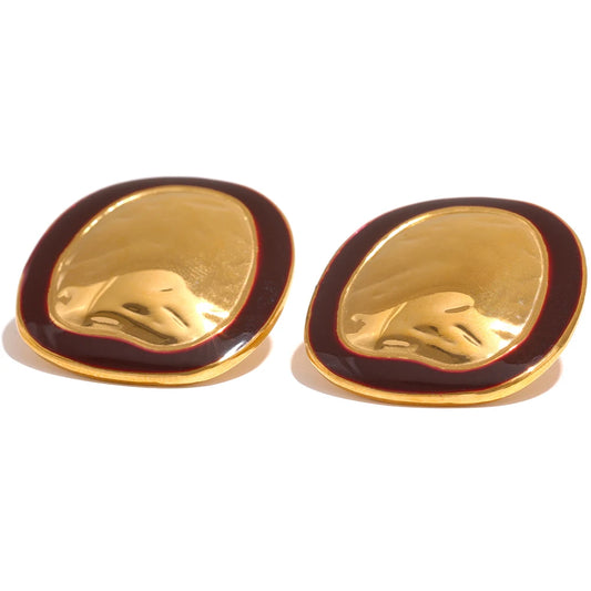 Bold Irregular Enamel Stud Earrings